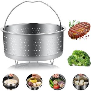 KALANKA-Panier à Vapeur, 304 Acier Inoxydable Panier Autocuiseur, Panier Vapeur, Insert pour Cuisson à Vapeur avec Poignée Recouverte, pour la Cuisson des Légumes et des Aliments (20) - Neuf