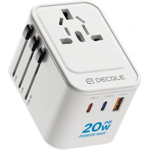 JEXNOVASHOP-Adaptateur Prise Universelle, Adaptateur Voyage International avec 2 Ports USB-C(PD 20W) &iquest; 1 USB-A, Concerner France vers USA, UK, EU, AU &iquest; 224+ Pays (Blanc) - Neuf