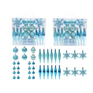 Ensemble de 40 boules de No&euml;l bleues pour d&eacute;corer le sapin. - Neuf