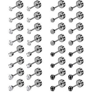 Kal-Paires Petites Boucle D'oreille Acier Inoxydable Hypoallergénique Lot Boucles D'oreilles Femme Argent Or Boucles D'oreilles Cartilage Zircon Balle Clou D'oreille Piercing Bijoux 2/3mm - Neuf