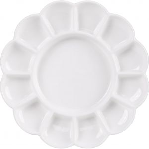 Kaojl-Palette De Peinture En Céramique À 12 Puits,Plateau De Palette De Peinture En Porcelaine,Palette De Mélange D'aquarelle,Palette Pour Acrylique,Aquarelle,Ronde,20.1x20.1x2 Cm - Neuf