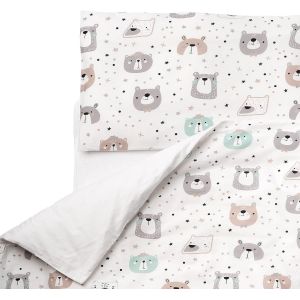 Sjzg-Ensemble Housse De Couette Enfant + Taie Lit Bebe, 2 Pcs - Parure Pour Matelas Lit Et Berceau Bebe 160x80 Cm, 100% Coton - Neuf