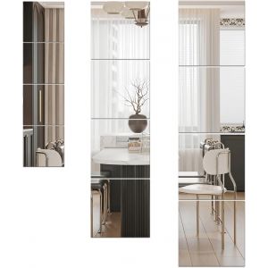 Ulteronixshop-Miroirs adh&eacute;sifs acryliques pleine longueur pour murs, 4 miroirs en plexiglas, incassables, pour montage mural, grand miroir pour la maison, entra&icirc;nement, gym, couloir, - Neuf