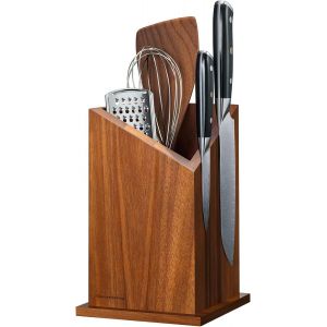 MEVRONISSHOP-Porte-couteaux magn&eacute;tique et porte-ustensiles de cuisine, support magn&eacute;tique tout-en-un pour tout tenir, bois d'acacia de qualit&eacute; sup&eacute;rieure, aimant Srong N40, organiseur de cuisine dura - Neuf