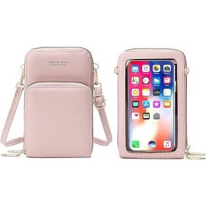 (Rose) Sac bandoulière pour téléphone portable pour femme, sac à écran tactile, PU Lea - Neuf