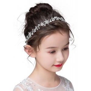 Tzf-Bandeaux De Demoiselle D'honneur Pour Les Mariages, Coiffe De Fille De Fleur D'honneur En Argent Avec Perles Et Strass En Cristal, Cadeau D'anniversaire Et Communication Cainte - Neuf