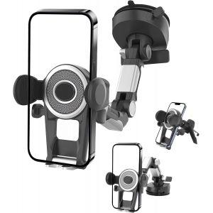 KALANKA-Support Téléphone Voiture avec Une Forte Ventouse, Mécanique Porte Telephone Voiture, Rotation 360° et Opération à Une Main, 3 Commutateurs Rotatifs Ajustables, pour Tous Les Smartphones - Neuf