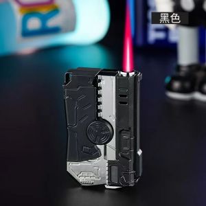 (GRIS) Briquet de type odorpliant cr&eacute;atif, gaz butane, briquet &agrave; flamme rouge, briquet gyroscopique, gadget pour homme avec lumi&egrave;re laser - Neuf