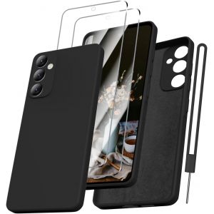 JGD-Coque de Protection pour Samsung Galaxy A55 avec 2 Films de Protection d'&eacute;cran blind&eacute;, Coque de Protection pour Samsung A55 4G/5G avec Doublure en Microfibre Douce et r&eacute;sistante aux Rayures, - Neuf