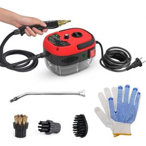 NouvelHorizonstore-Nettoyeur &agrave; Vapeur Portable Portable 2500W Machine de Nettoyage &agrave; Vapeur Sous Pression Haute Temp&eacute;rature avec Brosses et Gants pour Meubles de Cuisine Voiture de Salle de Bains - Neuf