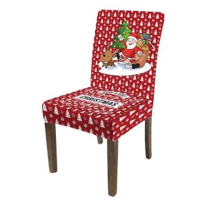 Housse de chaise extensible de No&euml;l pour salle &agrave; manger, amovible et lavable, compatible avec la plupart des chaises, 5 mod&egrave;les disponibles - Neuf