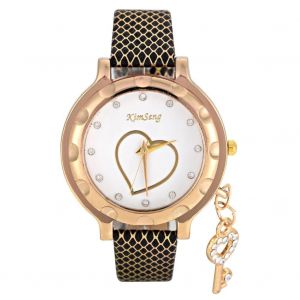 Strass Femmes Femme Quartz Analogique Montre Pu Bracelet Rond Bo&icirc;tier Montre-Bracelet Noir - Neuf