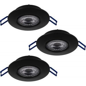 KAL-Lot De 3 Spots Led Encastrables Zujar, Luminaires Intérieurs Encastrés En Plastique Noir, Éclairage De Plafond Blanc Chaud, Plafonniers Ø 8,5 Cm - Neuf