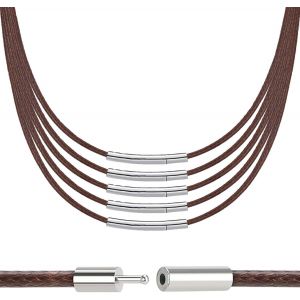 Kal-5 Pièces Cordon Collier Marron Avec Boucle En Cuivre Cordon Collier Pour Pendentif 3/4mm Cuir Pour Collier Très Approprié Comme Cadeau Pour La Famille Et Les Amis (45-70cm) - Neuf