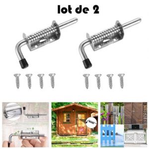 Lot de 2 loquets à ressort robustes en acier inoxydable, 10 boulons à ressort de 128 mm, pour porte de garage/jardin et placard. - Neuf