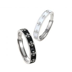 C110 Lot De 2 Bagues De Couple Réglables Motif Croix Et Fleur Cadeau De Saint-Valentin - Neuf