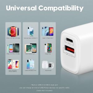 Chargeur Rapide Usb C (Pack De 2), Adaptateur Secteur 20w Avec Usb C, Embout Prise Double Port Avec Pd / Qc3.0, Pour Iphone 16/15/14/13/12/11/Pro Max/16e, Samsung S24/S23, Google Pixel 9 - Neuf