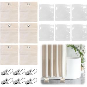 Sjzg-Lot De 6 Poids De Rideau D'ext&eacute;rieur Pour Tonnelle, Sac De Sable Avec Pinces En M&eacute;tal, Fermeture Autocollante, Poids Pour Rideaux D'ext&eacute;rieur, Jardin, Terrasse, Nappe, Cr&egrave;me, 12,5 X 15 Cm - Neuf