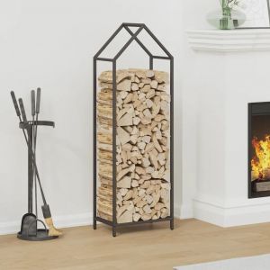 Portant de bois chauffage noir 40x25x120 cm - Neuf