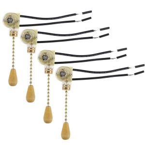 CHECARZHN--NO1-Interrupteur À Tirette, Interrupteur À Tirette De Ventilateur, Mur Lampe Tirer Interrupteur, Pour Applique Murale À Led, Ventilateur De Plafond, Eclairage De Salle De Bain, 4 Pièces - Neuf