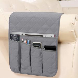 Organiseur d'accoudoir de canapé à 2 compartiments, 5 poches, antidérapant, pour tablette, téléphone, livre, magazines, télécommande TV - Neuf