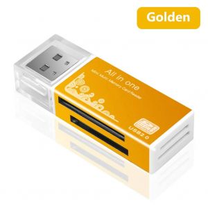 Lecteur de carte 4 en 1 USB 2.0,adaptateur de mémoire multi-cartes pour clé mémoire Pro Duo Micro SD/t-flash/M2/MS--gold - Neuf