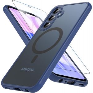 TRAHOO-Coque pour Samsung Galaxy A15 5G avec MagSafe, Coque Samsung A15 avec Verre Tremp&eacute;, Magn&eacute;tique Antichoc Protection Cam&eacute;ra Protecteur Etui Housse Case pour Samsung Galaxy A15 (Bleu) - Neuf