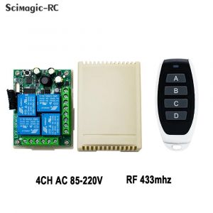 Commutateur sans fil universel AC 110V 130V 220V 85-250V 4CH Relais Récepteur Module+4 canaux RF 433 Mhz Télécommande Émetteur-1 receiver 1 remote - Neuf