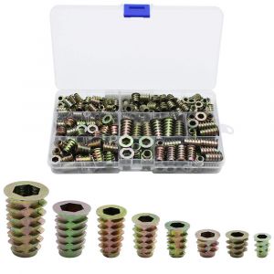 230 Pièces Alliage de Zinc Insert Fileté Hexagonale Écrous Inserts Fileté Insert Écrous Filetage Extérieur M4 M5 M6 M8 pour Kit d'outils d'écrou pour Meubles en Bois - Neuf