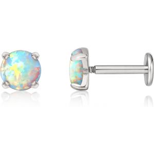 18g Titane Piercing Tragus,2pcs Piercing Labret Lèvre Bouche Avec Cz Opale,Filetage Intérieur Piercing Oreille Cartilage,Piercing Pour Nombril Langue Sourcil Septum Nez Oreille.[X1710] - Neuf