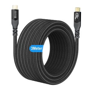 C&acirc;ble USB 4 240W PD 3.1 C&acirc;ble USB C Charge Rapide Donn&eacute;es 40Gbps, 8K@60Hz Vid&eacute;o Compatible avec Thunderbolt 5/4/3, iPhone 16/15 Pro Max, Macbook, Mac Studio Display, Hub, Switch, Dock (3 M&egrave;tres) - Neuf