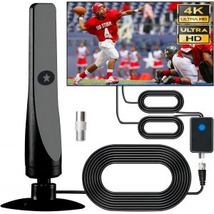 Antenne Num&eacute;rique TV,Antenne TV Puissante,Portable Indoor Outdoor,Base magn&eacute;tique puissante,amplificateur de Signal,Universal High Gain Indoor Outdoor Aerial for Indoor Smart TV - Neuf