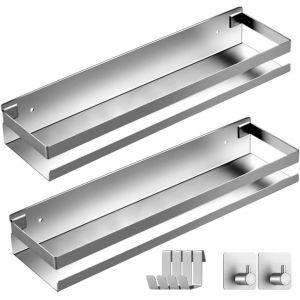 Loc-Lot De 2 Etagere Douche Sans Percage,Rangement Salle De Bain Sans Percage,30Cm Porte Gel Douche Salle De Bain,Acier Inoxydable - Neuf