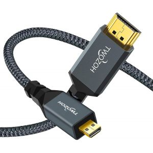 MEVRONISSHOP-Longueur C&acirc;ble Micro HDMI vers HDMI 10M, Nylon tress&eacute; C&acirc;ble HDMI A vers Micro HDMI D, Supporte 3D 4K/60Hz 2.0 1080p - Neuf