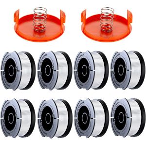 8 Pack Bobine Fil Coupe Bordure Compatible avec Black et Decker Coupe Bordures, A6481 A6485 1.65mm Bobine de Fil Debroussailleuse(8 Fil Coupe Bordure,2 Couvercle,2 Ressort) - Neuf