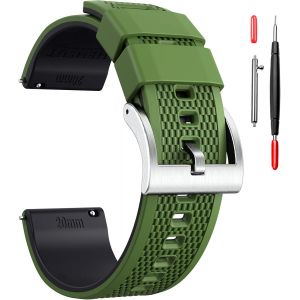 Kal-Bracelet De Montre En Toile À Dégagement Rapide - Bracelet De Rechange En Tissu Militaire Pour Homme Et Femme - Choix De 18 Mm, 20 Mm, 22 Mm, 24 Mm - Convient Pour Un Usage Intensif 24mm Vert - Neuf