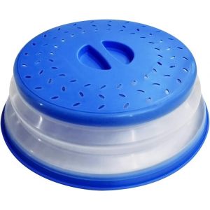 Couvercle Pliable Pour Assiette À Micro-Ondes De 26,7 Cm, Sans Bpa, Prise En Main Facile, Avec Évent À Vapeur Et Passoire Pour Fruits (Bleu Ciel) - Neuf