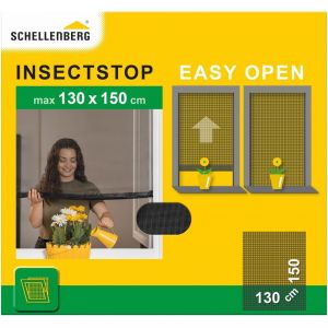 Moustiquaire fenetre Easy Open avec toile polyester 130 x 150 cm, moustiquaire enroulable pour une ouverture facile, accessoires de montage inclus, anthracite - Neuf