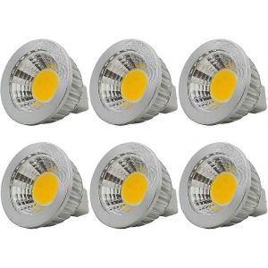 6pcs,Ampoule Led Cob Mr16 / Gu5.3,3w / 210lm,Dc 12v,Blanc Chaud 2700k,&Eacute;quivalent &Agrave; Une Ampoule Halog&egrave;ne 20w,50x52,Angle De Faisceau De 90 - Neuf