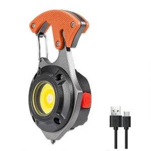 Lampe De Poche Led Portable Multifonctionnelle,Mini Lampe Porte-Clés Cob,Rechargeable Par Usb,Lampe De Travail,Torche Forte,Lanterne D'Extérieur Pour Camping.Orange. - Neuf