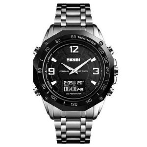 Montre Num&eacute;rique &Eacute;tanche Pour Homme Avec Bracelet En Acier Et Double Affichage - Neuf