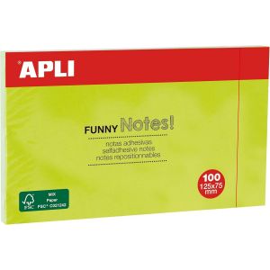 Notes Adh&eacute;sives Funny 125x75 Mm Bloc De 100 Feuilles Couleur Vert Fluo - Neuf