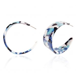 Boucles D'oreilles Leopard En Alliage De Resine Antiallergique, Tendance, Noir, Blanc Et Bleu - Neuf