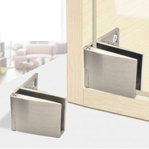 1 paire/charnière de porte en verre sans cadre armoire à vin vitrine charnière de porte en verre montée sur le côté nickel brossé intégré - Neuf