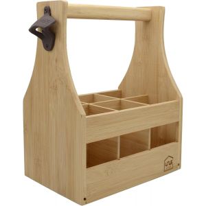 Tianyi-Home Sac À Main Pour Homme En Bambou - Porte-Bouteilles En Bois Pour 6 Bouteilles - Porte-Bière Avec Décapsuleur - Idée Cadeau Pour Homme, Anniversaire, Fête Des Pères - Neuf