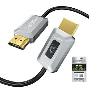 KALANKA-C&acirc;ble HDMI &agrave; fibre optique 8K de 7,6 m, certifi&eacute; 48 Gbit/s haut d&eacute;bit HDMI 2.1, compatible avec 8K @ 60 Hz 4K @ 120 Hz/144 Hz eARC Dolby HDCP 2.2 et 2.3 HDR10 RTX 3080, compatible avec - Neuf