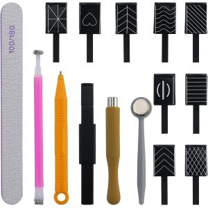 Kal-Lot De 14 Stylos Magnétiques Pour Nail Art Diy Magic 3d -À Utiliser Avec Poudre De Gel Pour Les Yeux De Chat Ou Vernis À Ongles -Stylo Magnétique Pour Les Yeux De Chat -Avec 1 Barre À Récurer - Neuf