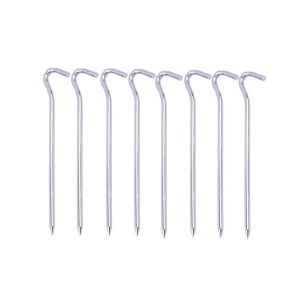 Lot De 8 Piquets De Tente L&eacute;gers En Alliage D'aluminium Avec Crochets Pour Un Ancrage Au Sol S&eacute;curis&eacute; - Id&eacute;al Pour Les Tentes, Les Auvents Et Les Jardins - Neuf