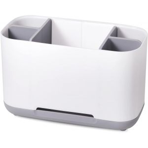 KALANKA-Porte Brosse &agrave; Dents, Porte Brosses &agrave; Dents Electrique et Dentifrice, Support de Rangement Brosse &agrave; Dents en Plastique avec Trou de Vidange, pour Comptoir d'&eacute;vier Salle de Bain - Neuf