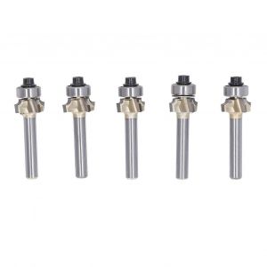 5Pcs Ronde Sur l'Ensemble de Peu de 1/4 de Pouce de la Tige 4 Fl&ucirc;te Bits de Routeur pour le travail du Bois Traitement de Pointe et le Chanfreinage - Neuf